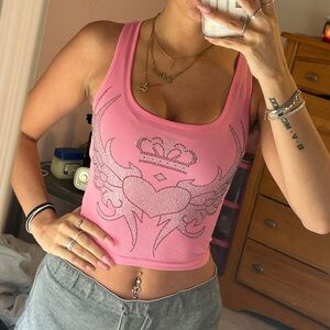 Pink Graphic Tank Top